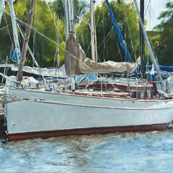 Картина под названием "Яхта / yacht" - Полина Середа, Подлинное произведение искусства, Масло