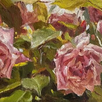 Painting titled "Розы/roses" by Polina Sereda, Original Artwork, Oil Mounted on Wood Stretcher frame