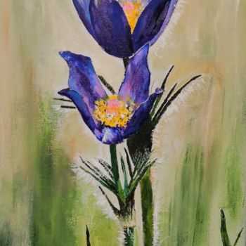 Картина под названием "Wild flower" - Полина Щукина, Подлинное произведение искусства, Акрил