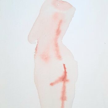 Dessin intitulée "Back" par Polina Shibanova, Œuvre d'art originale, Aquarelle