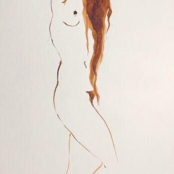 Рисунок под названием "Red hair" - Polina Shibanova, Подлинное произведение искусства, Акварель