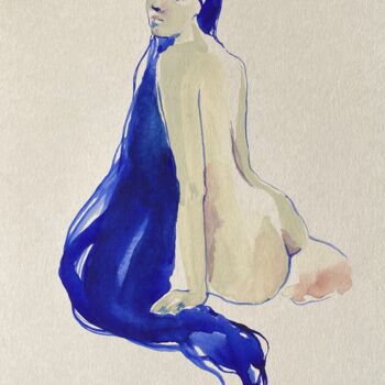 Drawing titled "Mermaid" by Polina Shibanova, Original Artwork, Watercolor