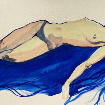 Dessin intitulée "Mermaid beauty" par Polina Shibanova, Œuvre d'art originale, Aquarelle