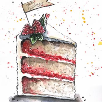 图画 标题为“«Малиновый торт»” 由Polina Biletska, 原创艺术品, 水彩