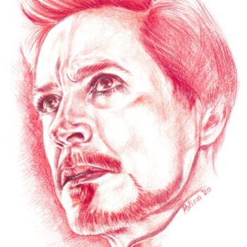 Dessin intitulée "Tony Stark" par Polina Turgunova, Œuvre d'art originale, Crayon
