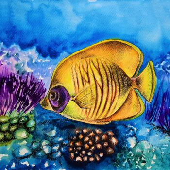 Peinture intitulée "Under the Sea" par Polina Turgunova, Œuvre d'art originale, Aquarelle