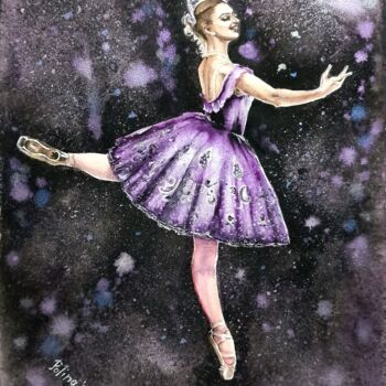 Pittura intitolato "Purple Dancer" da Polina Turgunova, Opera d'arte originale, Acquarello