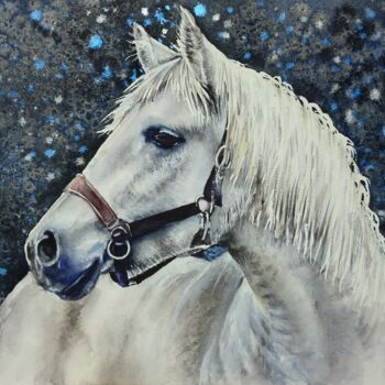 Painting titled "Horsey" by Polina Turgunova, Original Artwork, Watercolor