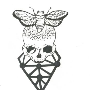 Desenho intitulada "Last moth dance/Пос…" por Polina Steklianskaia (Popovich), Obras de arte originais, Caneta de gel