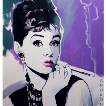 Painting titled "Audrey Hepburn" by Polina Andronova, Original Artwork, Acrylic