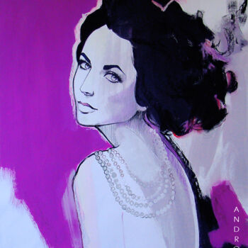 Painting titled "Elizabeth Taylor" by Polina Andronova, Original Artwork, Acrylic