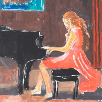 Painting titled "Pianist" by Polina Mukorina, Original Artwork, Oil