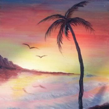Painting titled "Palm" by Polina Kozlova, Original Artwork, Oil