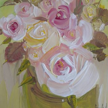 Peinture intitulée "Чайные розы" par Liubov Churakova, Œuvre d'art originale