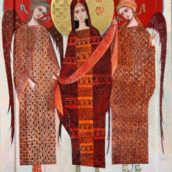 Painting titled "Mother of God" by Minja Poljak, Original Artwork, Tempera