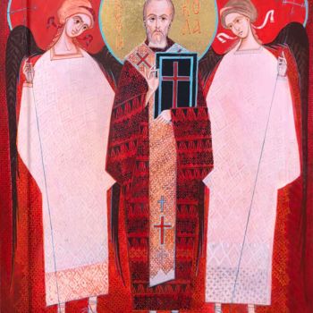 Painting titled "St. Nicholas" by Minja Poljak, Original Artwork, Tempera
