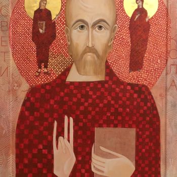 Malerei mit dem Titel "St. Nicholas (2)" von Minja Poljak, Original-Kunstwerk, Tempera