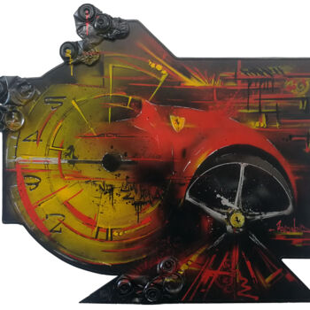 Malerei mit dem Titel "Myferrari01" von Polonova, Original-Kunstwerk, Sprühfarbe Auf Aluminium montiert