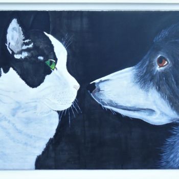 Painting titled "Comme chien et chat" by Polo'S Paintings, Original Artwork, Acrylic
