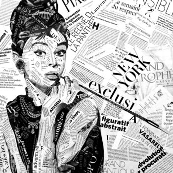 Colagens intitulada "Audrey Hepburn" por Poluk'S, Obras de arte originais, Serigrafia