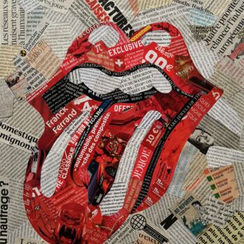 Collages getiteld "Rolling Stones" door Poluk'S, Origineel Kunstwerk, Collages