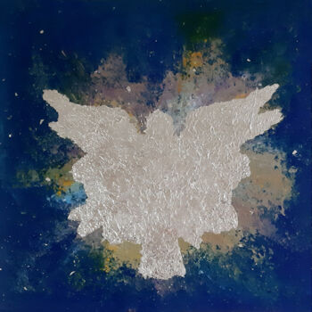 Malerei mit dem Titel "Angel (silver leaf…" von Poly, Original-Kunstwerk, Acryl