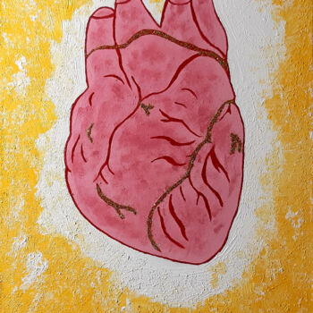 Malerei mit dem Titel "Loving heart of hum…" von Poly, Original-Kunstwerk, Acryl Auf Keilrahmen aus Holz montiert