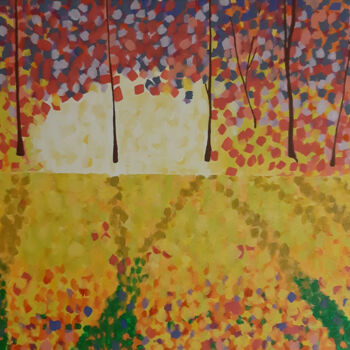 Peinture intitulée "Nature and silence…" par Poly, Œuvre d'art originale, Acrylique Monté sur Autre panneau rigide