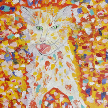 Peinture intitulée "Cat emotions (origi…" par Poly, Œuvre d'art originale, Acrylique Monté sur Autre panneau rigide