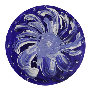Painting titled "Vortex flower (flui…" by Poly, Original Artwork, Acrylic Mounted on Other rigid panel