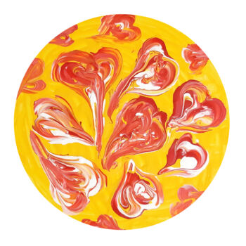 Malerei mit dem Titel "Mix of hearts. Flui…" von Poly, Original-Kunstwerk, Acryl Auf Andere starre Platte montiert