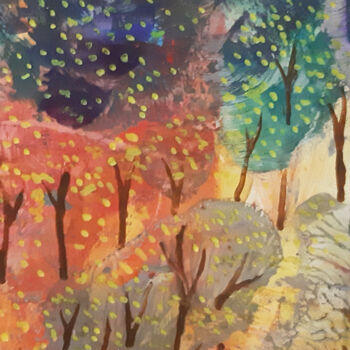 Pintura titulada "Forest (hot wax on…" por Poly, Obra de arte original, Cera