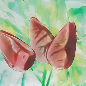 Картина под названием "Tulips ACEO 3 piece…" - Poly, Подлинное произведение искусства, Воск
