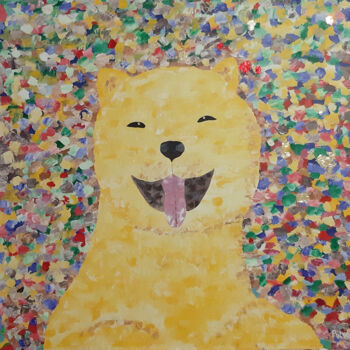 Malarstwo zatytułowany „Cheerful dog Shiba…” autorstwa Poly, Oryginalna praca, Akryl
