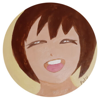 Pittura intitolato "Anime fun portrait…" da Poly, Opera d'arte originale, Olio Montato su Altro pannello rigido