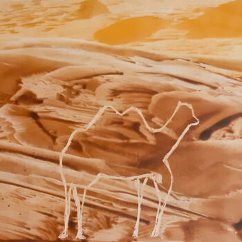 Painting titled "Camel in the desert…" by Poly, Original Artwork, Wax