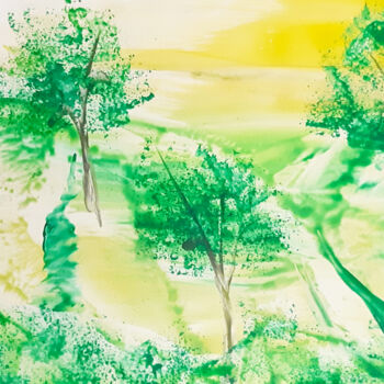 Painting titled "Summer landscape (h…" by Poly, Original Artwork, Wax