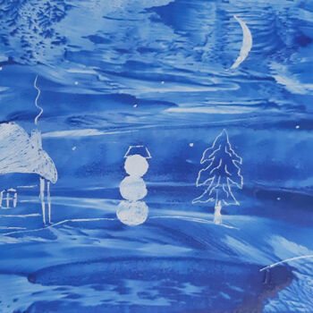Malerei mit dem Titel "Winter night (wax p…" von Poly, Original-Kunstwerk, Wachs