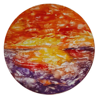 Schilderij getiteld "Sea and sun (abstra…" door Poly, Origineel Kunstwerk, Was Gemonteerd op Houten paneel