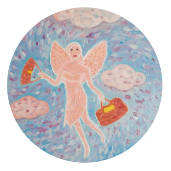 Peinture intitulée "Shopping fairy (oil…" par Poly, Œuvre d'art originale, Huile Monté sur Panneau de bois