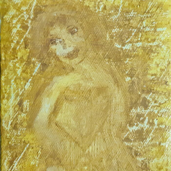 Pintura intitulada "Dreamy smile (old s…" por Poly, Obras de arte originais, Óleo Montado em Cartão