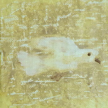 Painting titled "Seagull bird (old s…" by Poly, Original Artwork, Oil Mounted on Cardboard