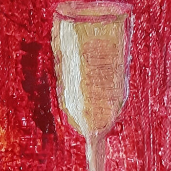 Painting titled "Christmas glass (ol…" by Poly, Original Artwork, Oil Mounted on Cardboard