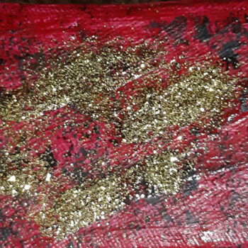 Painting titled "Golden abstraction…" by Poly, Original Artwork, Acrylic Mounted on Cardboard