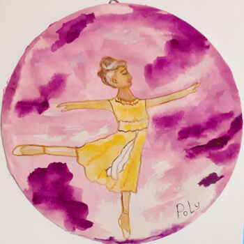 Painting titled "Lyrical ballet (wat…" by Poly, Original Artwork, Watercolor Mounted on Wood Panel