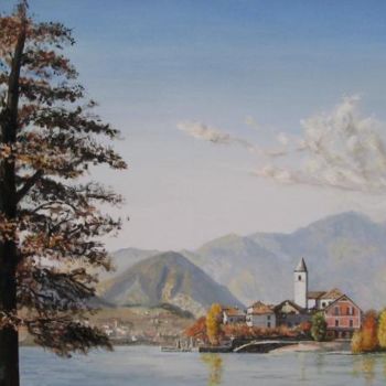 Schilderij getiteld "Autunno sul Lago Ma…" door Ernesto Ponsiglione, Origineel Kunstwerk