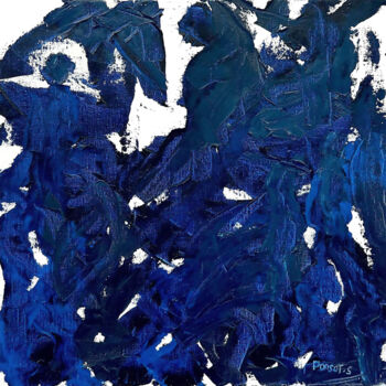 Painting titled "Bleu" by Ponsot.S, Original Artwork, Oil