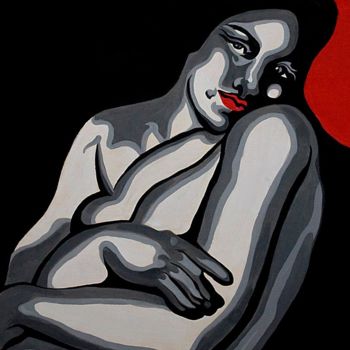 Painting titled "TAMARA RED – QUADRO…" by Sara Ponziano, Original Artwork, Acrylic
