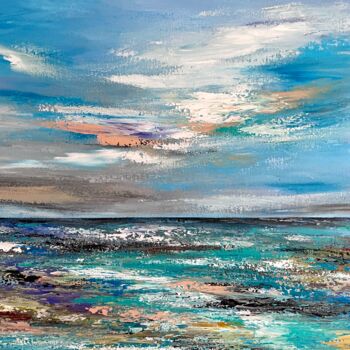 Painting titled "Seaside Symphony" by Pooja Verma, Original Artwork, Acrylic Mounted on Wood Stretcher frame