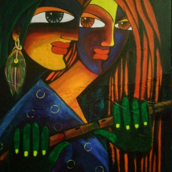 Painting titled "Love Divine" by Poonam Tiwari, Original Artwork, Acrylic